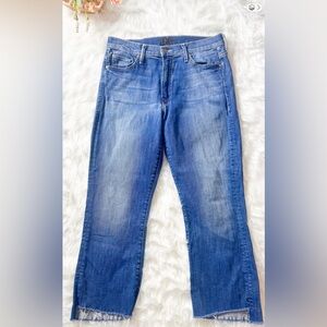 Mother The Insider Crop Step Fray Denim Jeans-Sorry I'm Staring Wash-Size 30